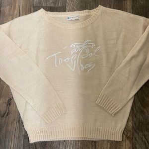 Beachly by Goldfish Kiss Tropical Vibes Sweater. Yellow. Crew. Small